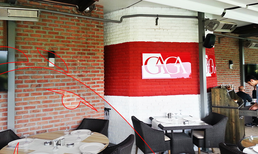 gaga restaurant, harman tuğla, dekorasyon